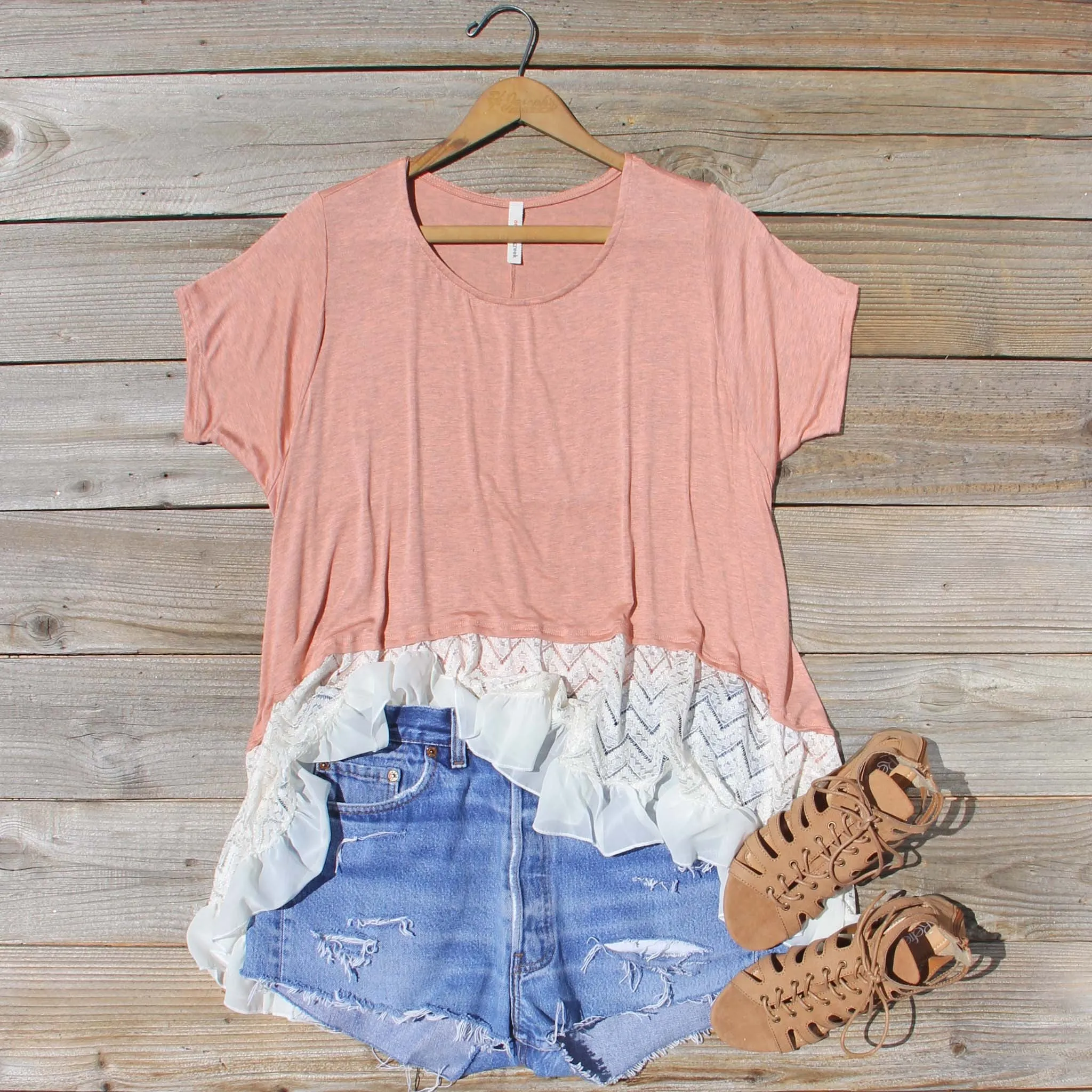 Honey & Lace Cozy Tee in Pink