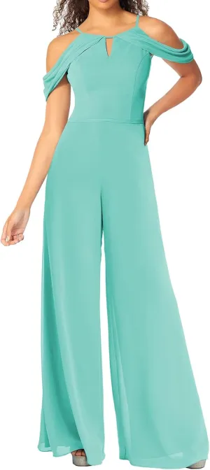 ISABUFEI Jumpsuit Bridesmaid Pantsuit Chiffon Wedding Guest Dresses for Women Evening Gowns Bridesmaid Dress Long Pants Suits
