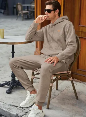 JMIERR Mens 2 Piece Jacquard Sweatsuit Outfits Hoodie Sweatshirt & Joggers Sweatpants Set Tracksuit