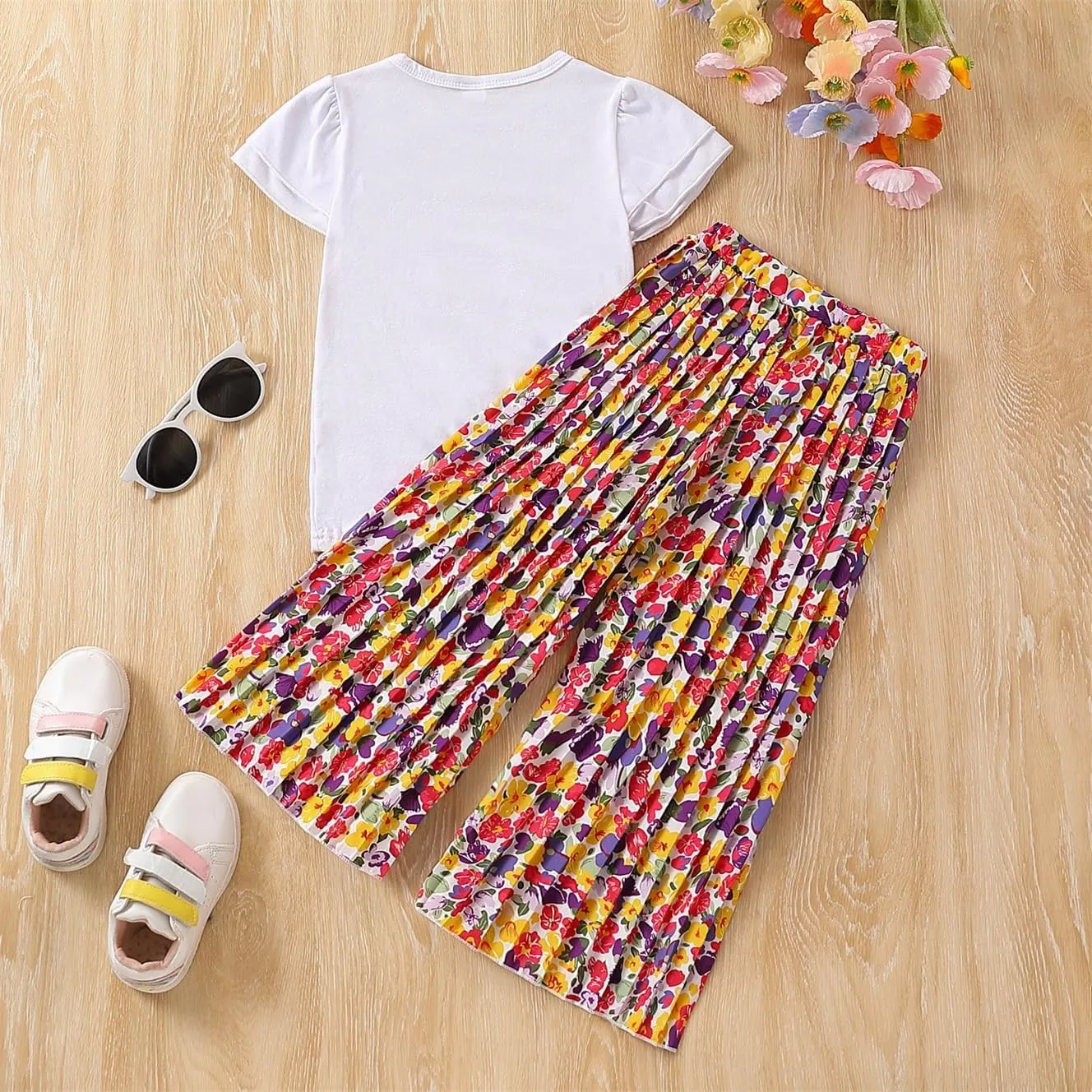 Kid Toddler Girl Clothes Figure Graphic Short-sleeve Top   Leopard Print Pants 2 Piece Summer Outfits Set