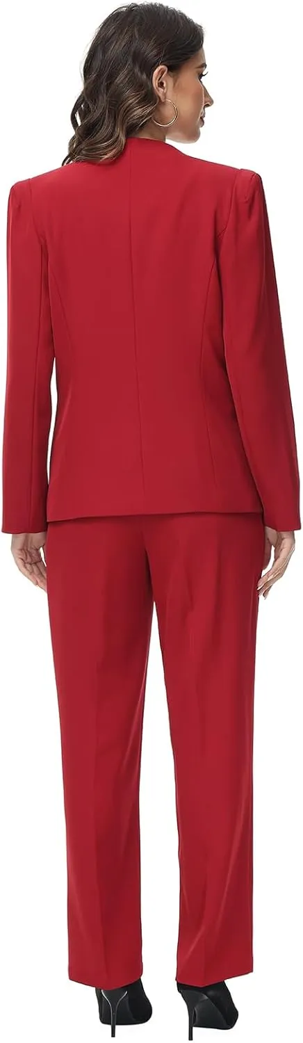 Lamgool Womens Pant Suit 2 Pieces Business Casual Outfits Lady's Blazer Jacket and Pants Set for Work
