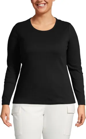 Lands' End Women's Cotton Rib Knit T-Shirt