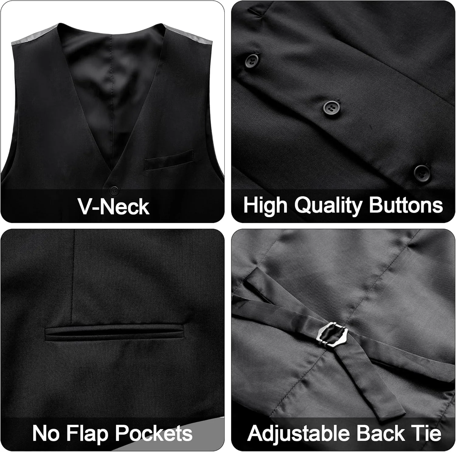 MAGE MALE Men's 3 Pieces Solid One Button Suit Elegant Slim Fit Single Breasted Party Tuxedo Blazer Vest Pants Set