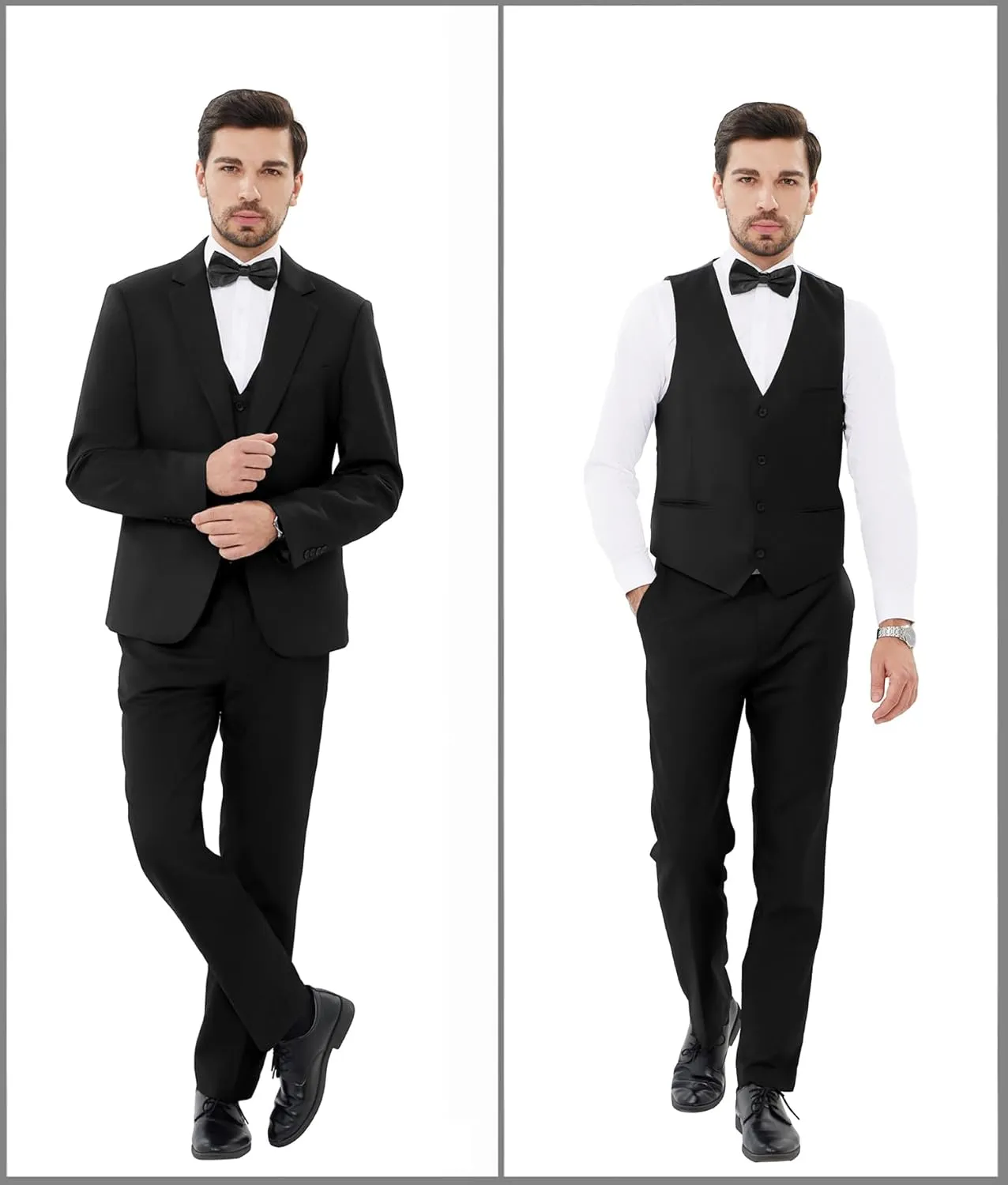 MAGE MALE Men's 3 Pieces Solid One Button Suit Elegant Slim Fit Single Breasted Party Tuxedo Blazer Vest Pants Set