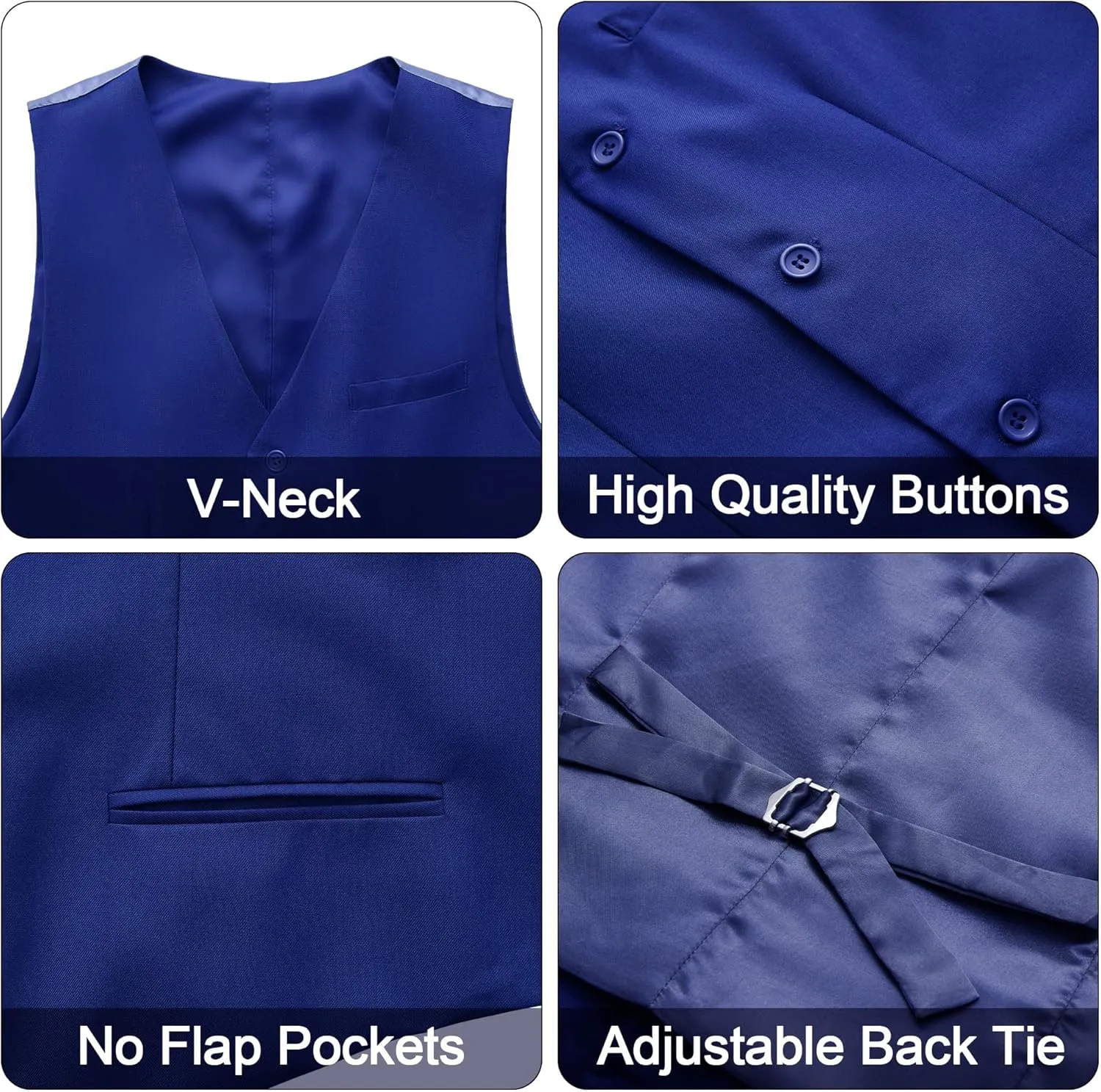 MAGE MALE Men's 3 Pieces Solid One Button Suit Elegant Slim Fit Single Breasted Party Tuxedo Blazer Vest Pants Set