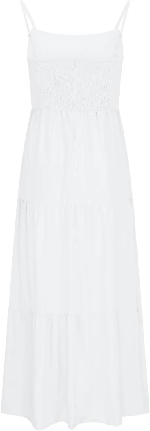 Maxi Dresses for Women Front Cutout Straps Elegant Wrap Dress Square Neck Sleeveless Flowy Ruffle Tiered Sun Dress