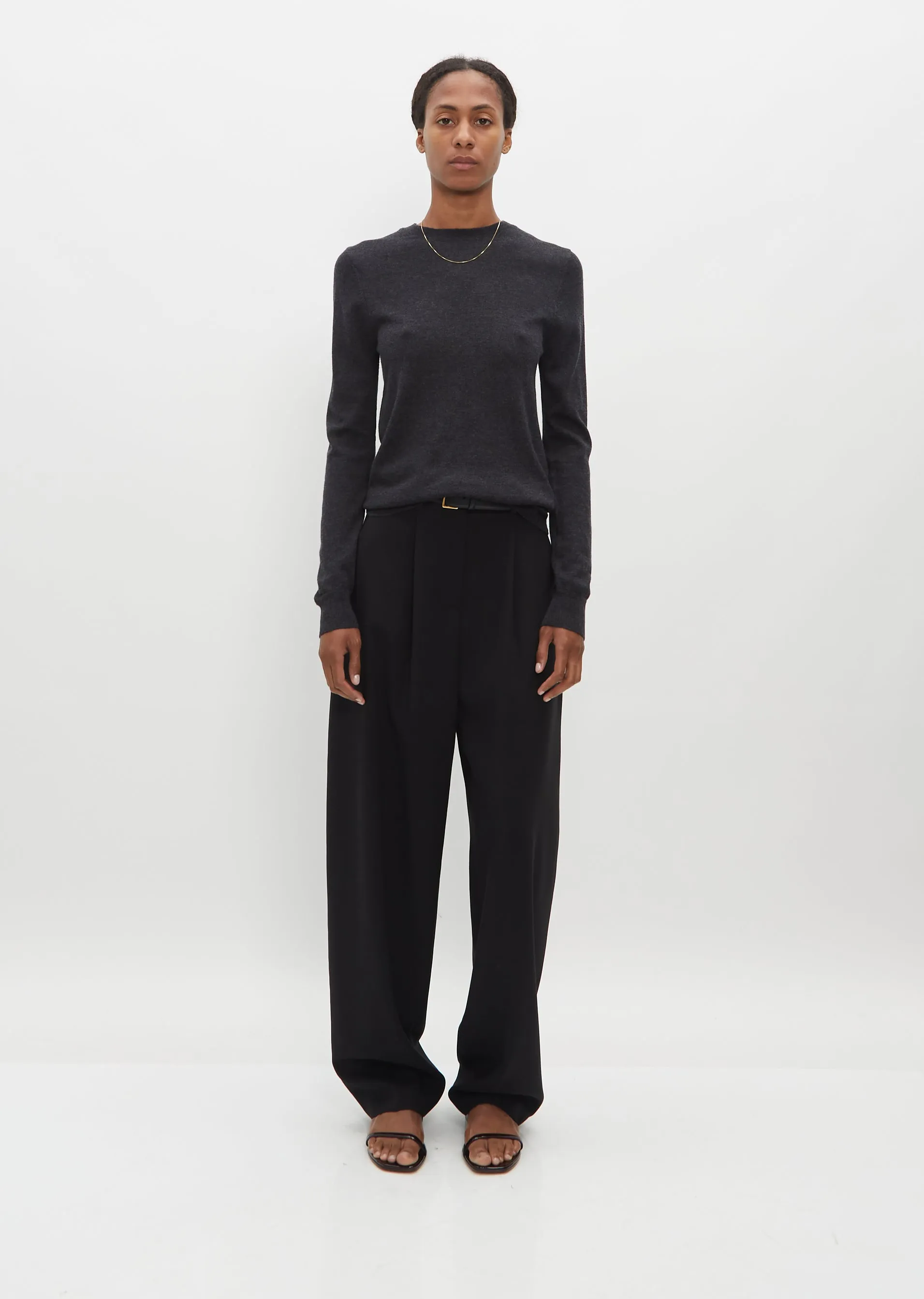 Maya Merino Wool & Cashmere Sweater — Dark Grey
