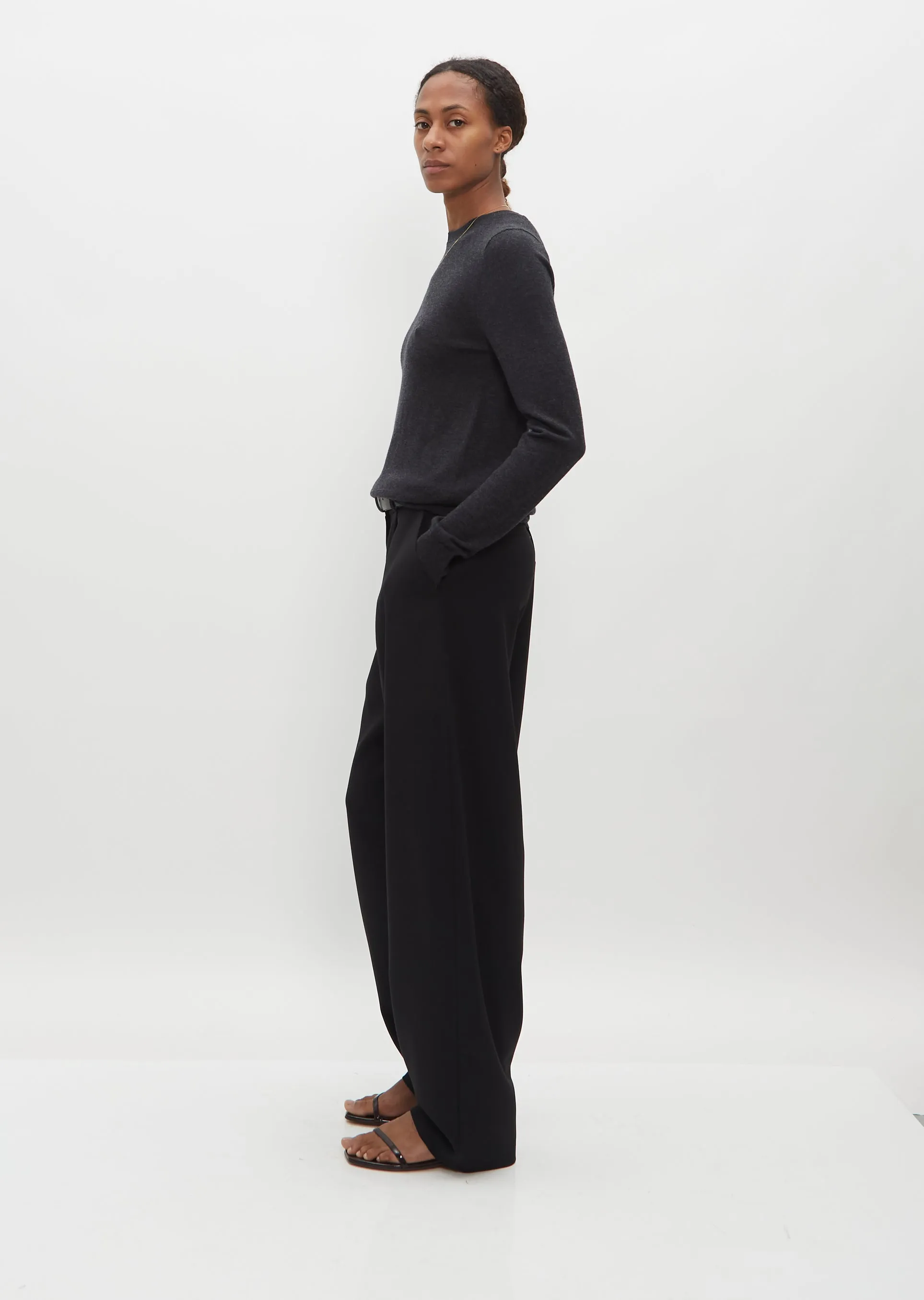 Maya Merino Wool & Cashmere Sweater — Dark Grey