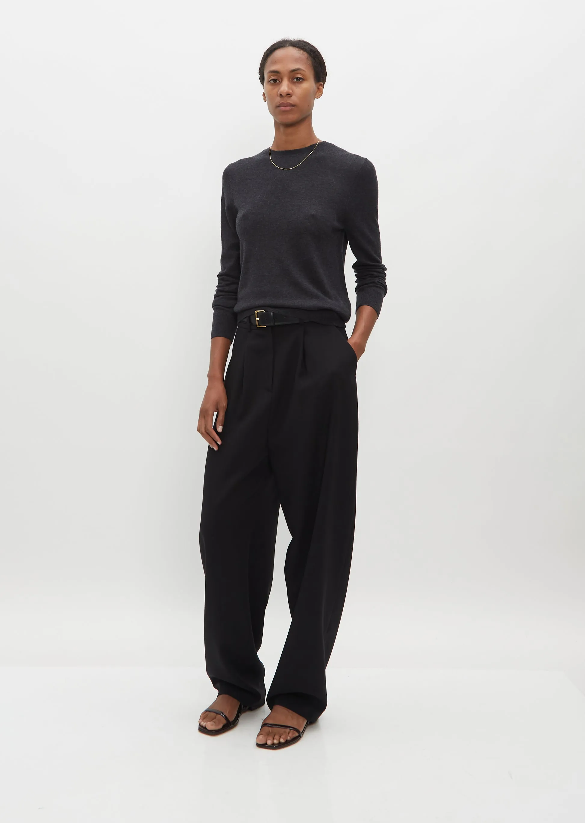 Maya Merino Wool & Cashmere Sweater — Dark Grey