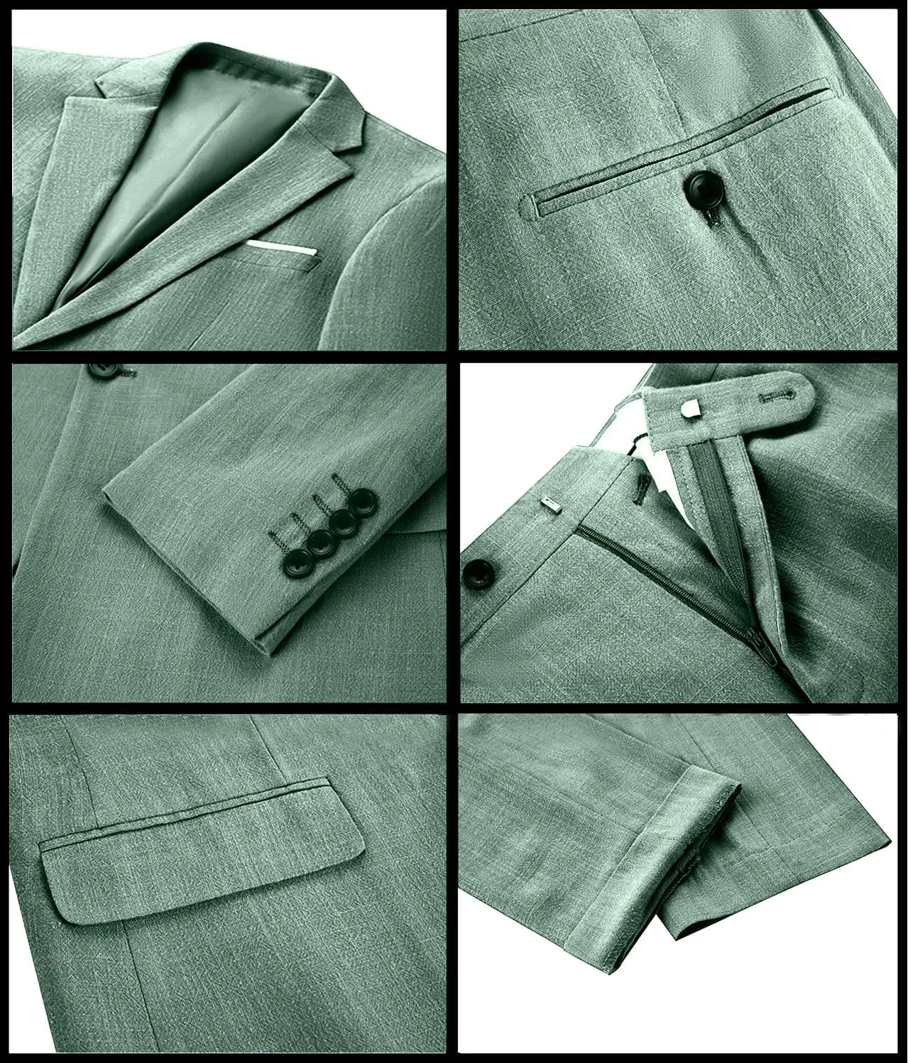 Men's 3 Pieces Linen Suit Slim Fit Summer Wedding Tuxedo Retro Grooms Prom Party Blazer Vest Pants
