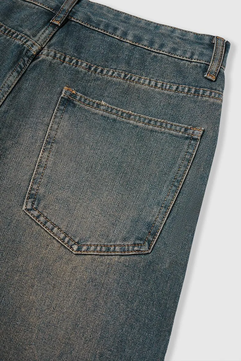 Men's Baggy Jeans Y2k Straight Leg Mid Waisted Solid Streetwear Loose Fit Vintage Hip Hop Denim Pants