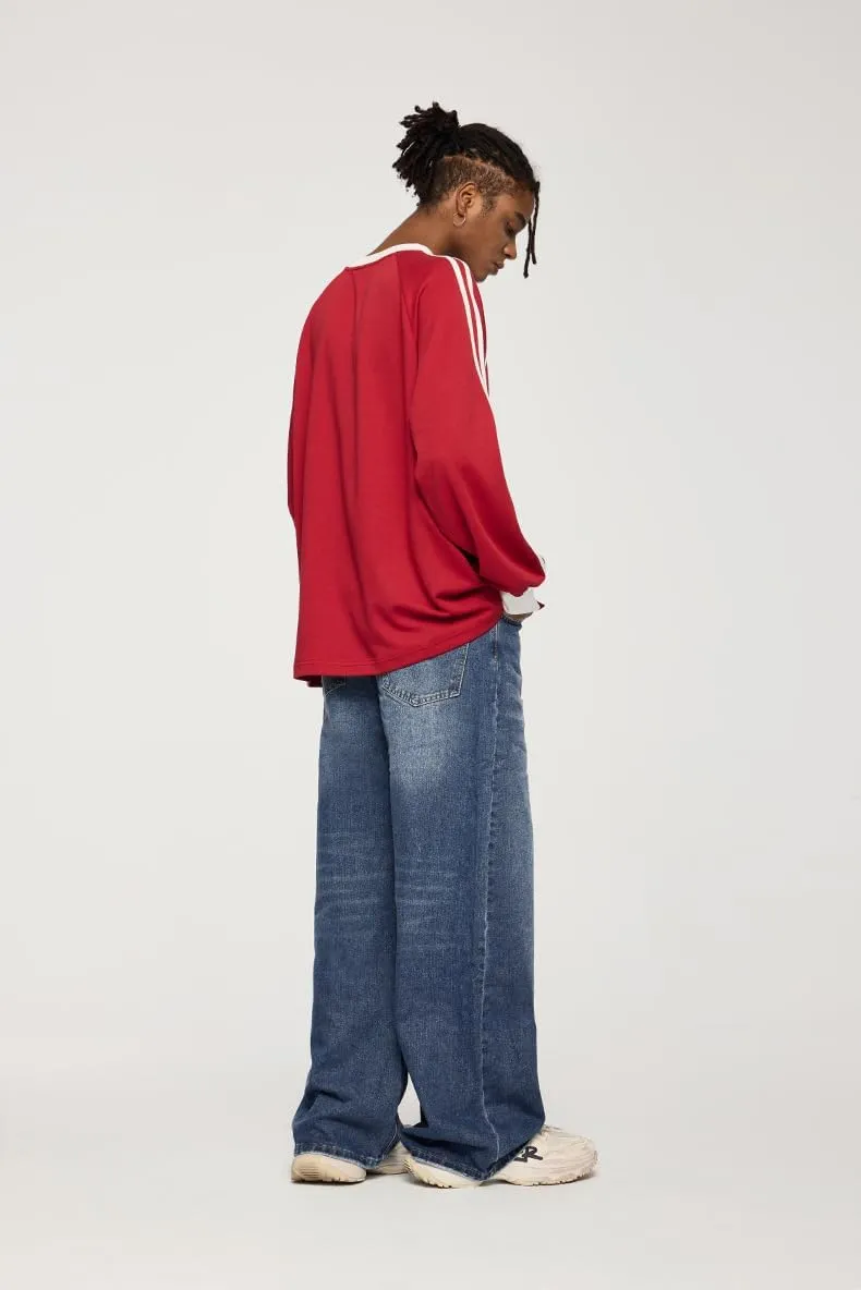 Men's Baggy Jeans Y2k Straight Leg Mid Waisted Solid Streetwear Loose Fit Vintage Hip Hop Denim Pants