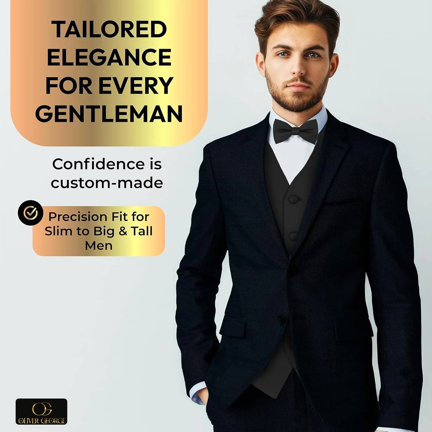 Men's Solid Formal Waistcoat Tuxedo Dress Vest Bow Tie Set for Suit or Tuxedo