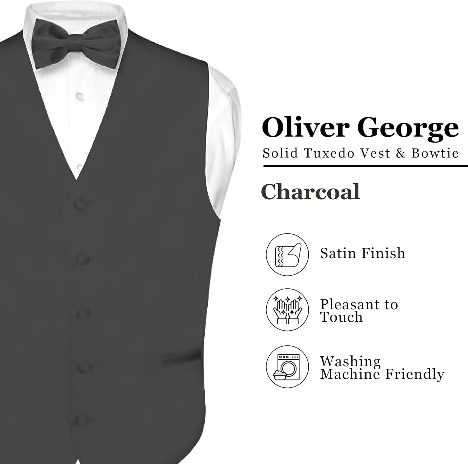 Men's Solid Formal Waistcoat Tuxedo Dress Vest Bow Tie Set for Suit or Tuxedo