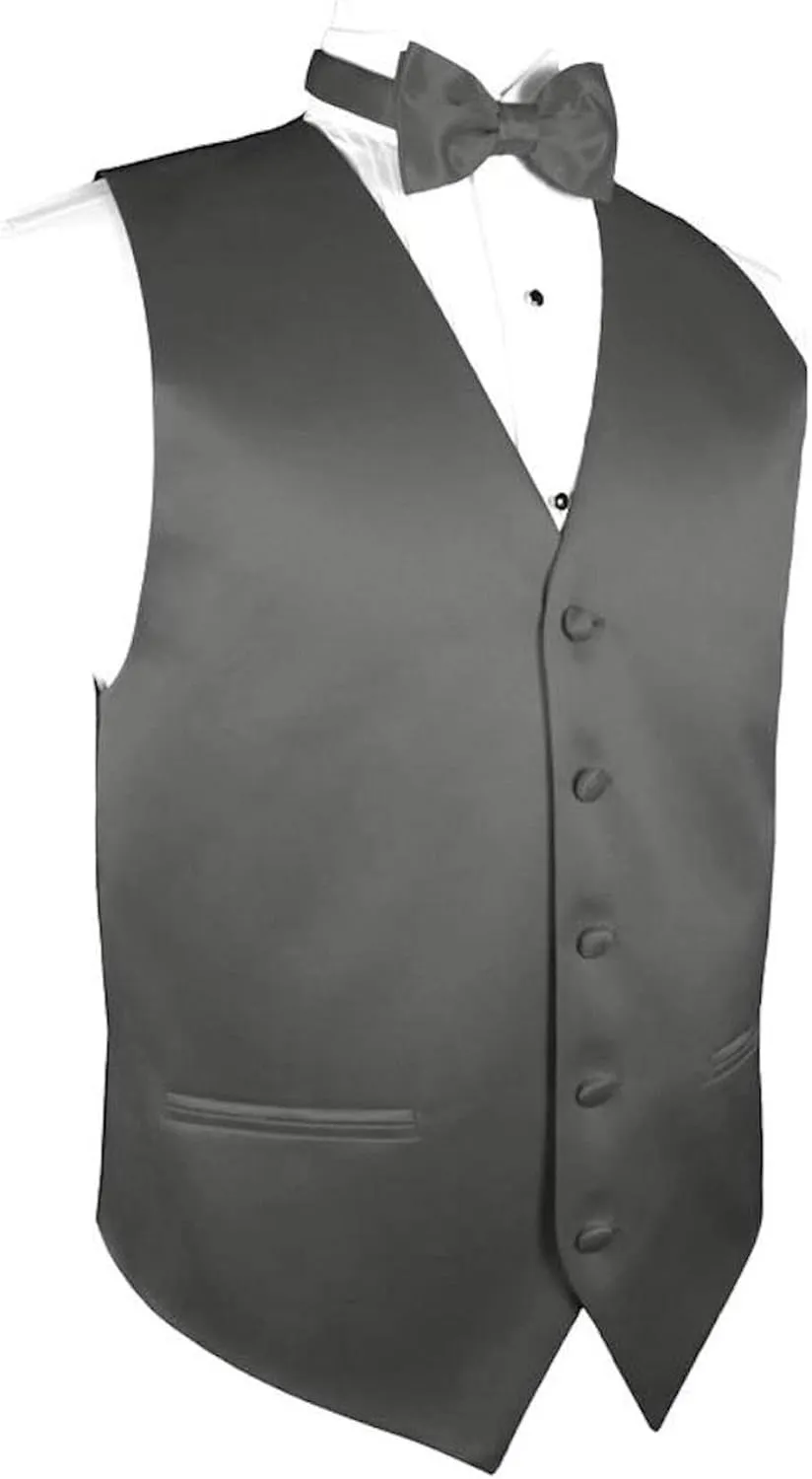 Men's Solid Formal Waistcoat Tuxedo Dress Vest Bow Tie Set for Suit or Tuxedo