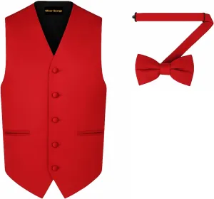 Men's Solid Formal Waistcoat Tuxedo Dress Vest Bow Tie Set for Suit or Tuxedo