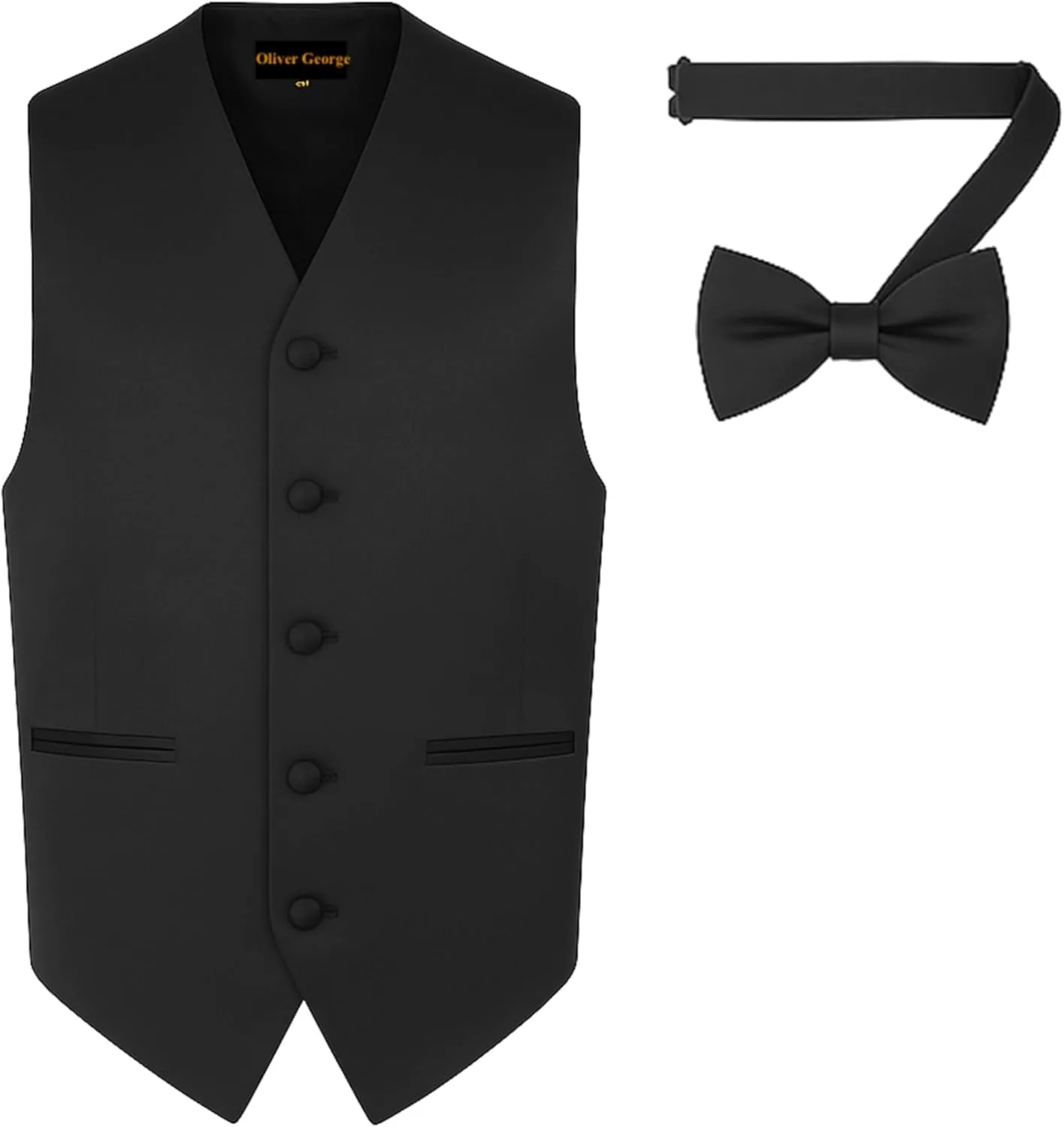 Men's Solid Formal Waistcoat Tuxedo Dress Vest Bow Tie Set for Suit or Tuxedo