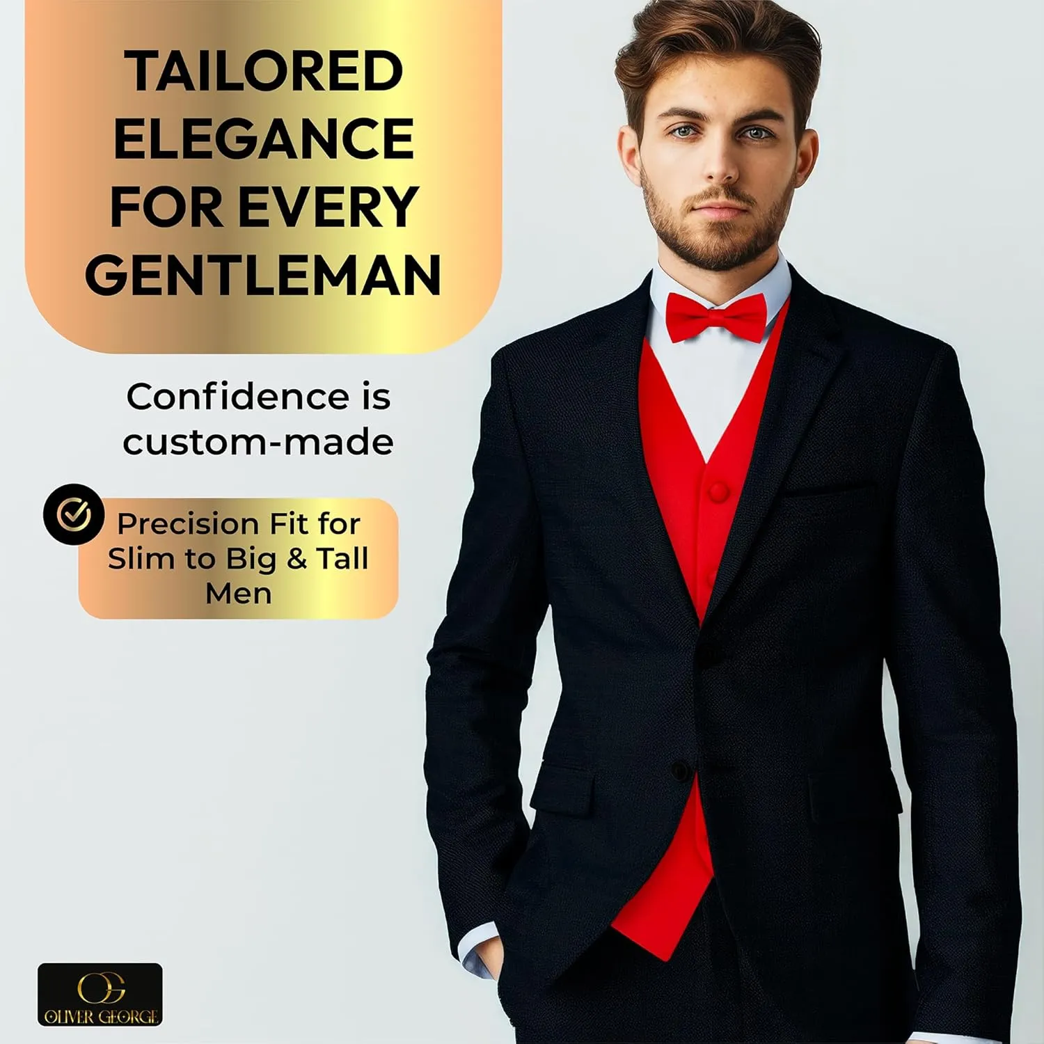 Men's Solid Formal Waistcoat Tuxedo Dress Vest Bow Tie Set for Suit or Tuxedo