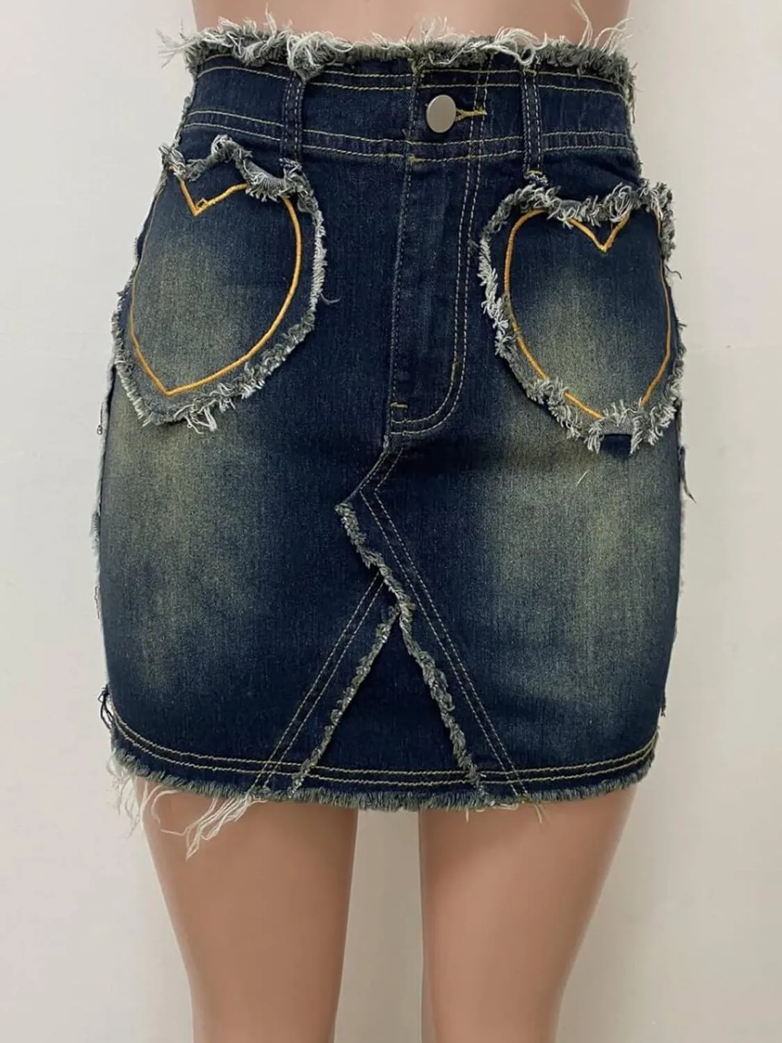 Molisry Women's High Waisted Jean Skirt Frayed Y2K Raw Hem Distressed Denim Mini Skirt Streetwear 2025