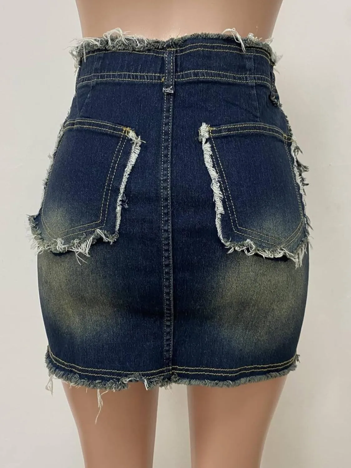 Molisry Women's High Waisted Jean Skirt Frayed Y2K Raw Hem Distressed Denim Mini Skirt Streetwear 2025
