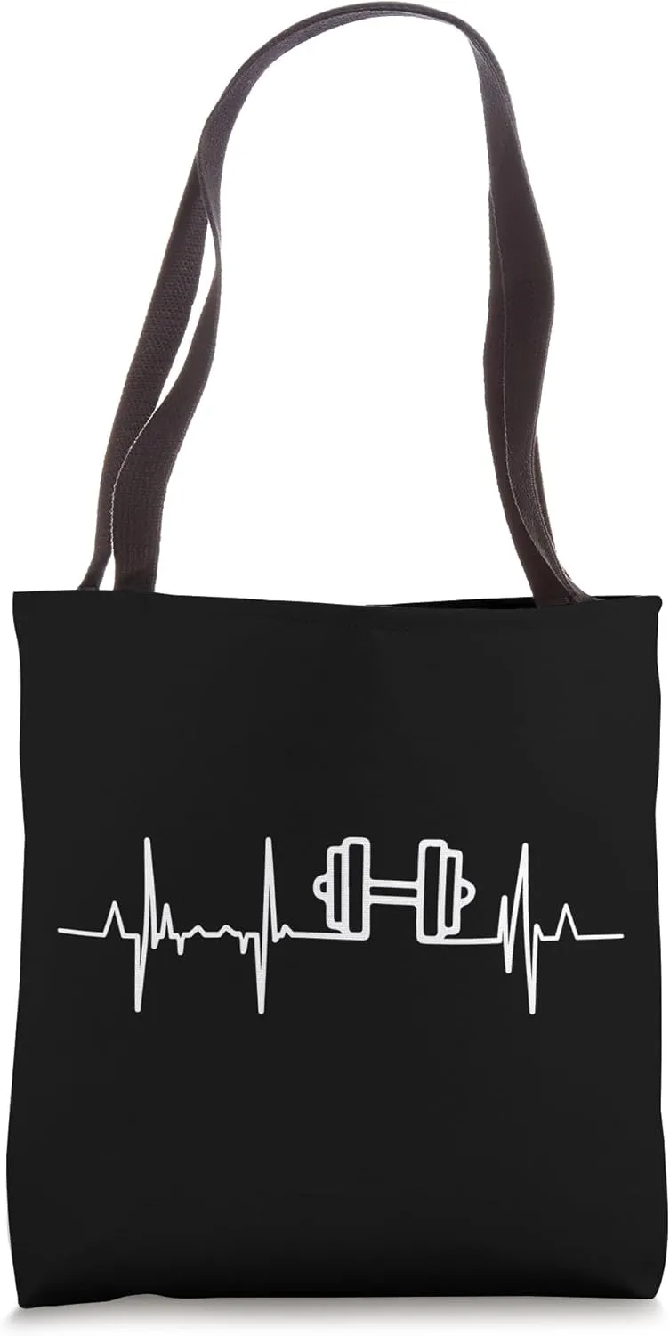 My Heart Beats For Fitness Bodybuilder Heart Line Tote Bag