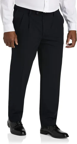 Oak Hill by DXL Men's Big and Tall Easy Stretch Pleated Dress Pants Navy 44 x 30