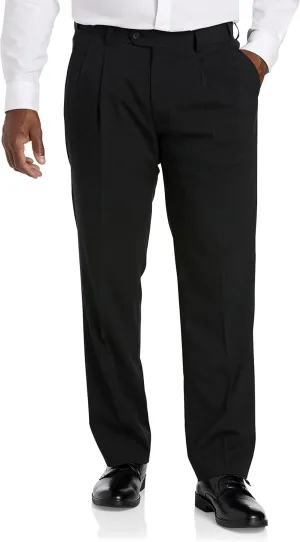 Oak Hill by DXL Men's Big and Tall Waist-Relaxer Pleated Suit Pants Charcoal 54 x 30
