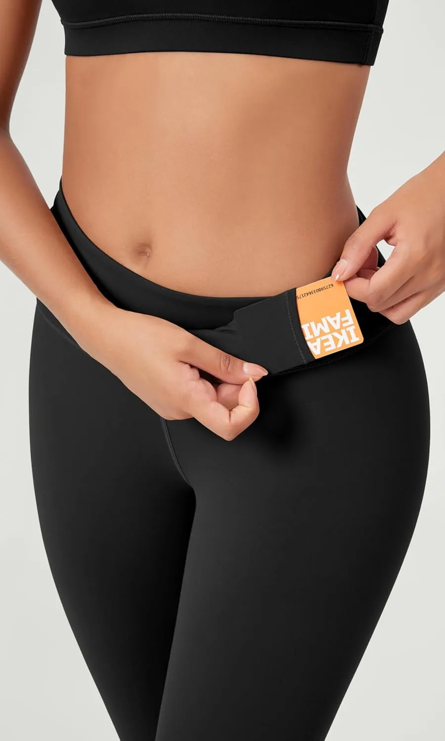 ODODOS Women's Cross Waist Yoga Capris with Inner Pocket, 19" Inseam Gathered Crossover Workout Cropped Yoga Pants