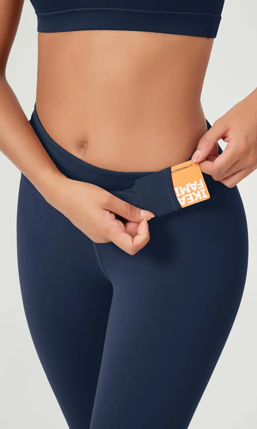 ODODOS Women's Cross Waist Yoga Capris with Inner Pocket, 19" Inseam Gathered Crossover Workout Cropped Yoga Pants