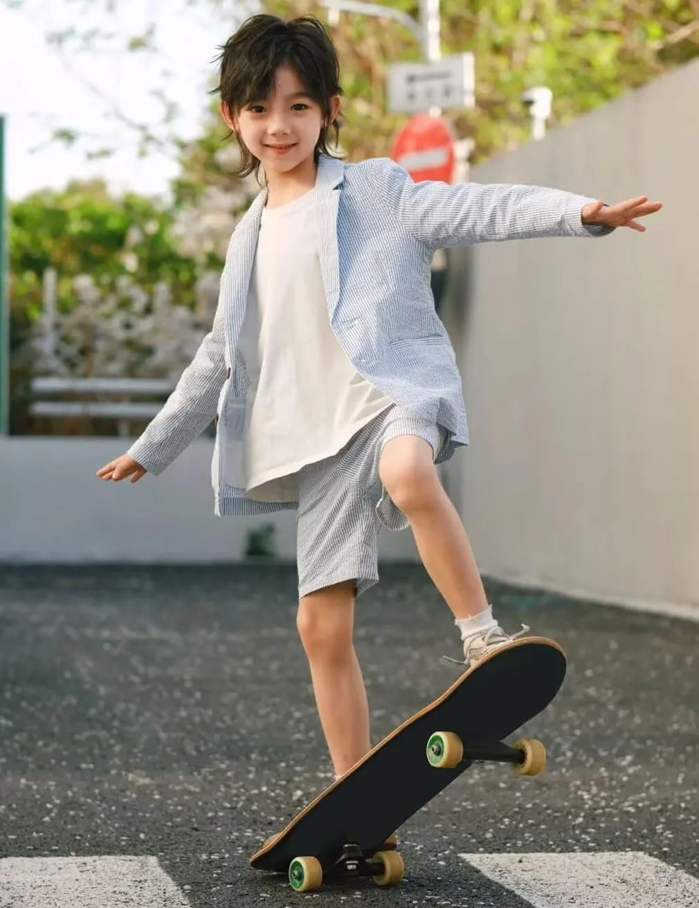 ONAXTDA Boys Seersucker Suit 2 Piece Jacket Shorts Striped Single Breasted Kids Summer Beach Wedding Suit