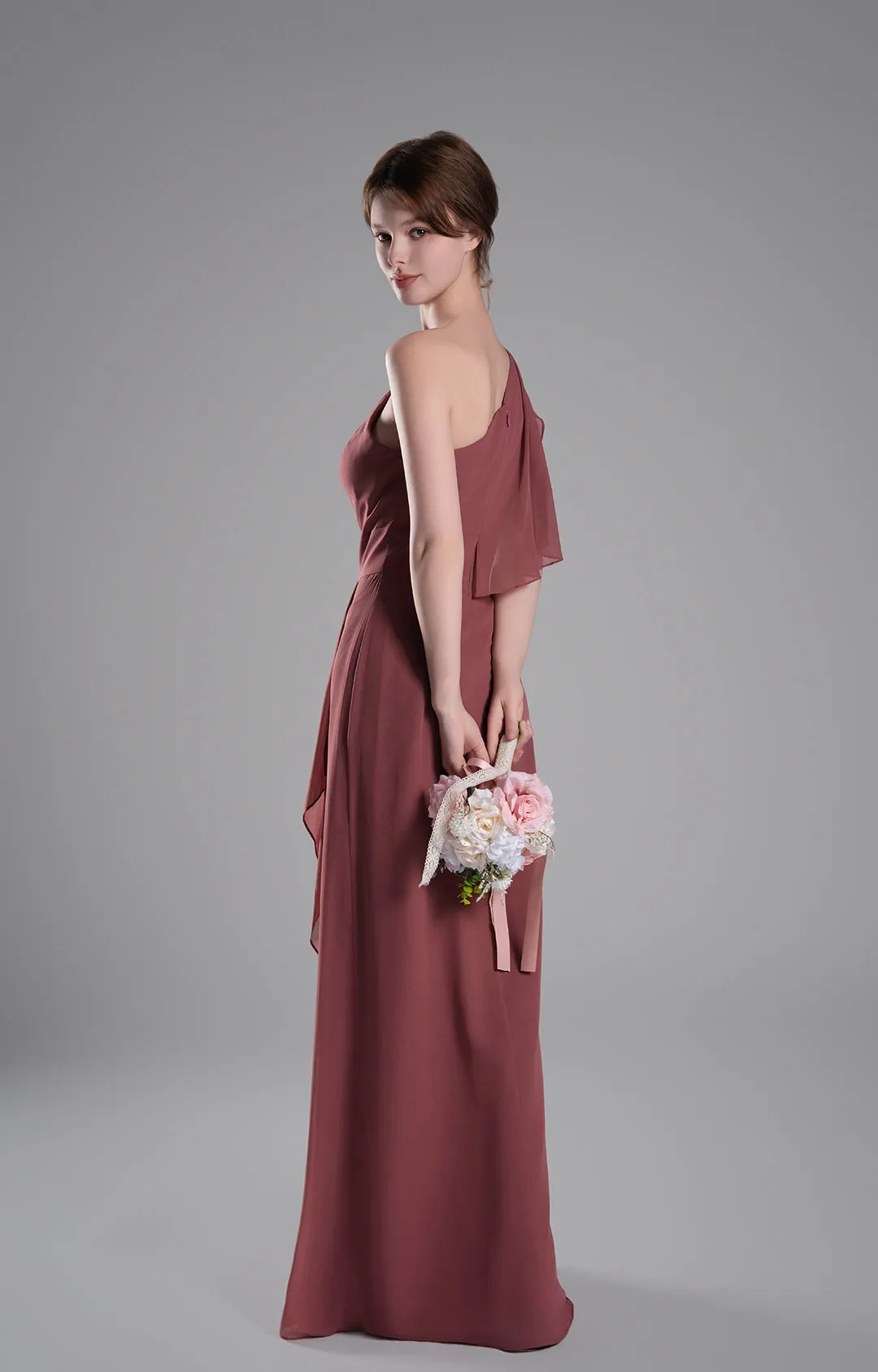 One-Shoulder Layered Drapes Flowing Mini Dresses