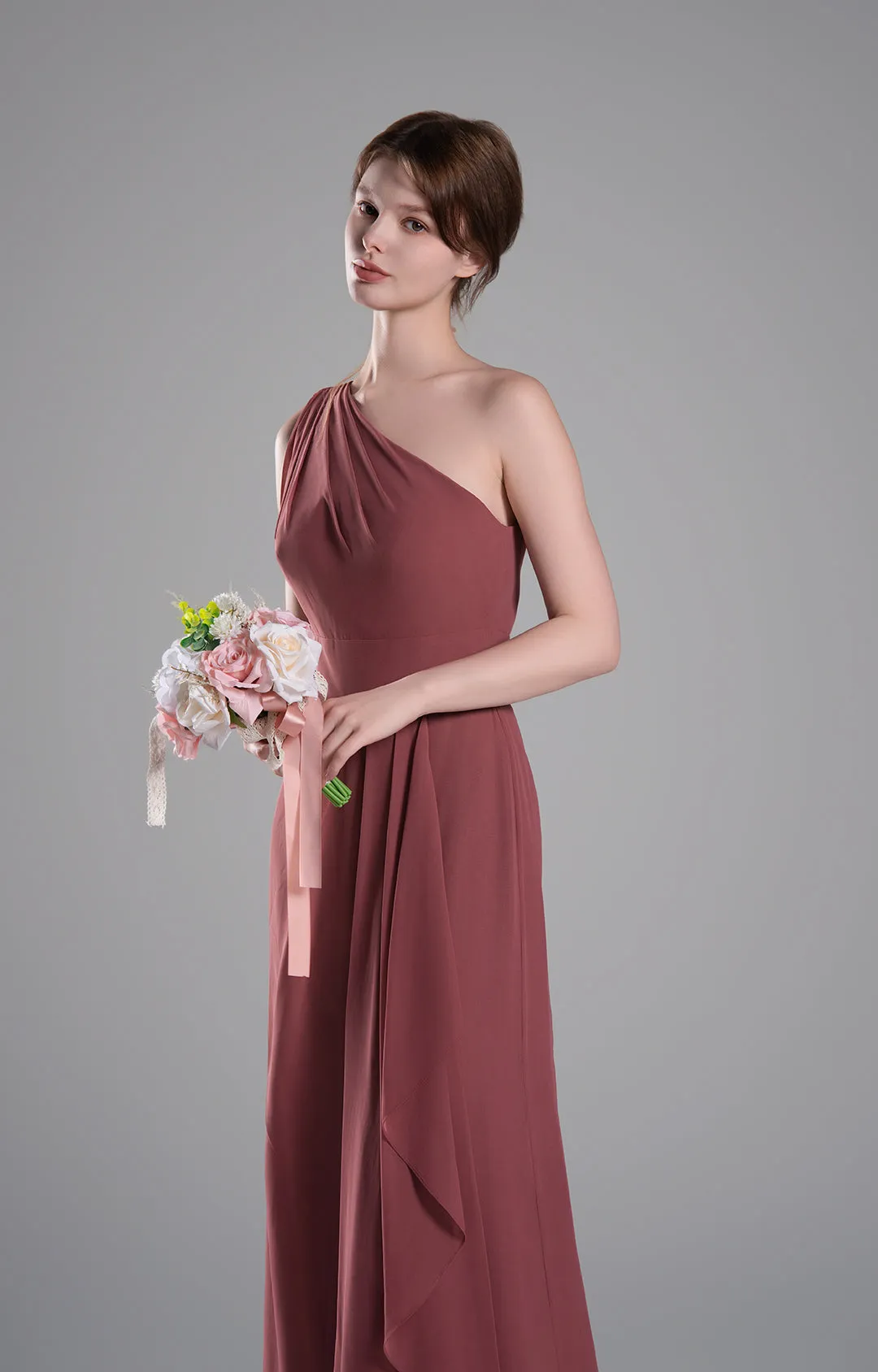 One-Shoulder Layered Drapes Flowing Mini Dresses
