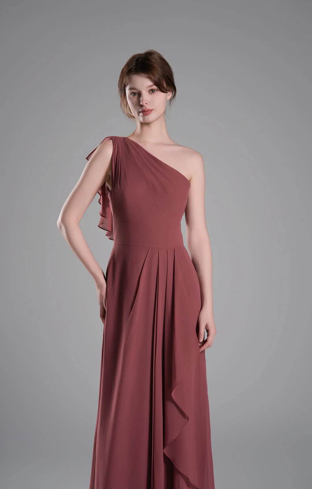 One-Shoulder Layered Drapes Flowing Mini Dresses