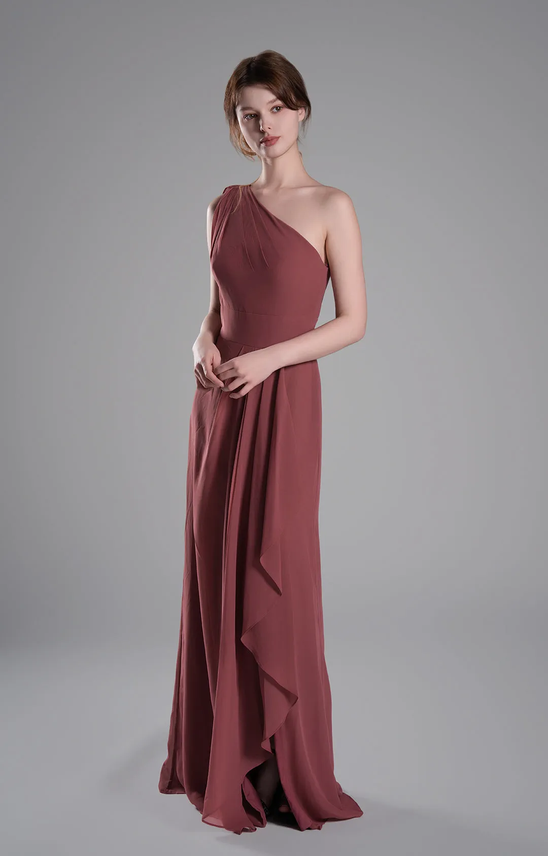 One-Shoulder Layered Drapes Flowing Mini Dresses