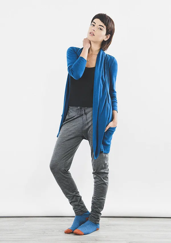 Outsider merino wool satin detail cardigan in teal