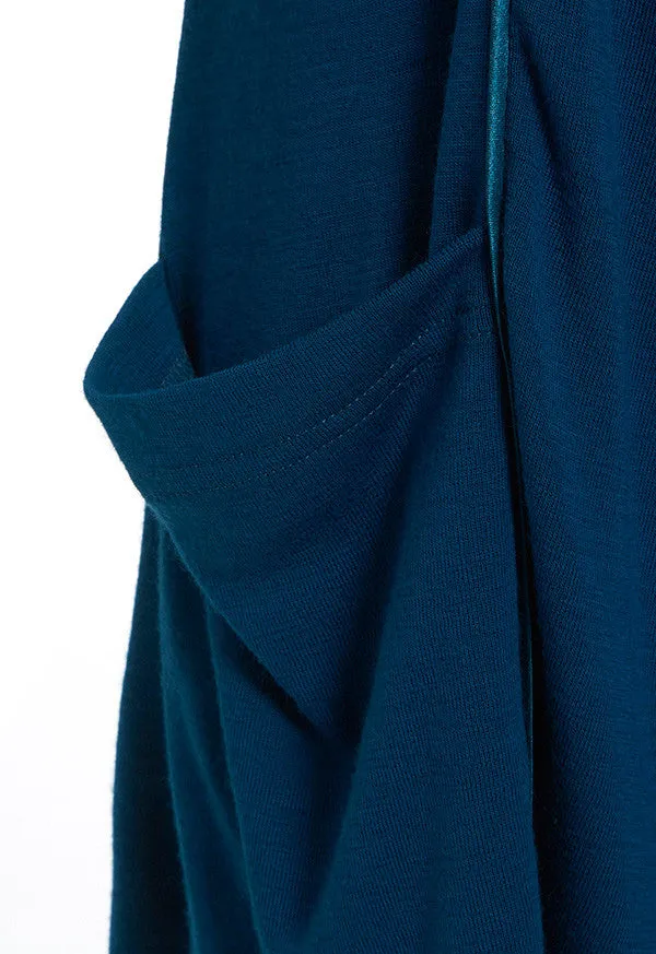 Outsider merino wool satin detail cardigan in teal