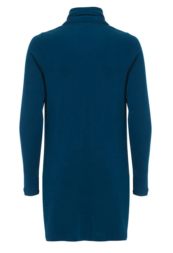 Outsider merino wool satin detail cardigan in teal