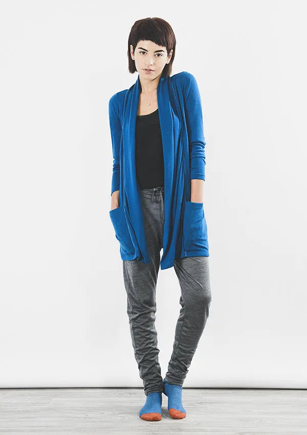 Outsider merino wool satin detail cardigan in teal