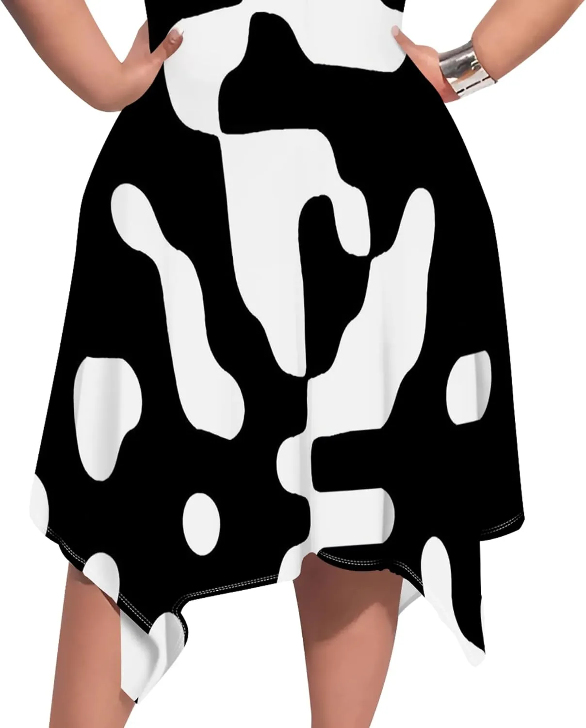 Oversize Tshirt Dress for Women Summer Printing Casual Plus Size Crewneck Short Sleeves Midi Tunic Dress with Pockets