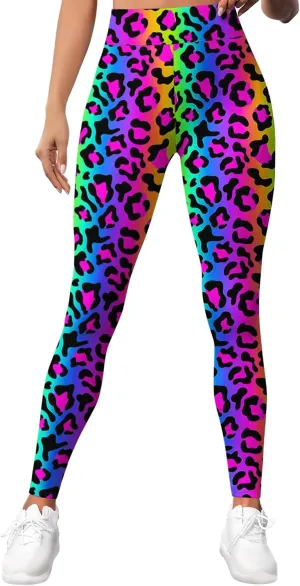 PAGYMO Leggings for Women Printed Funny Gym Womens Yoga Pants Leopard Cheetah Legging, 3X-Large, Wlg-023445