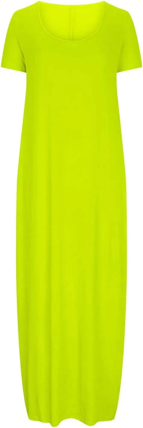 Plus Size Dresses for Curvy Women Loose Fit Round Neck Summer Beach Dresses Casual Flowy Maxi Tshirt Sundresses