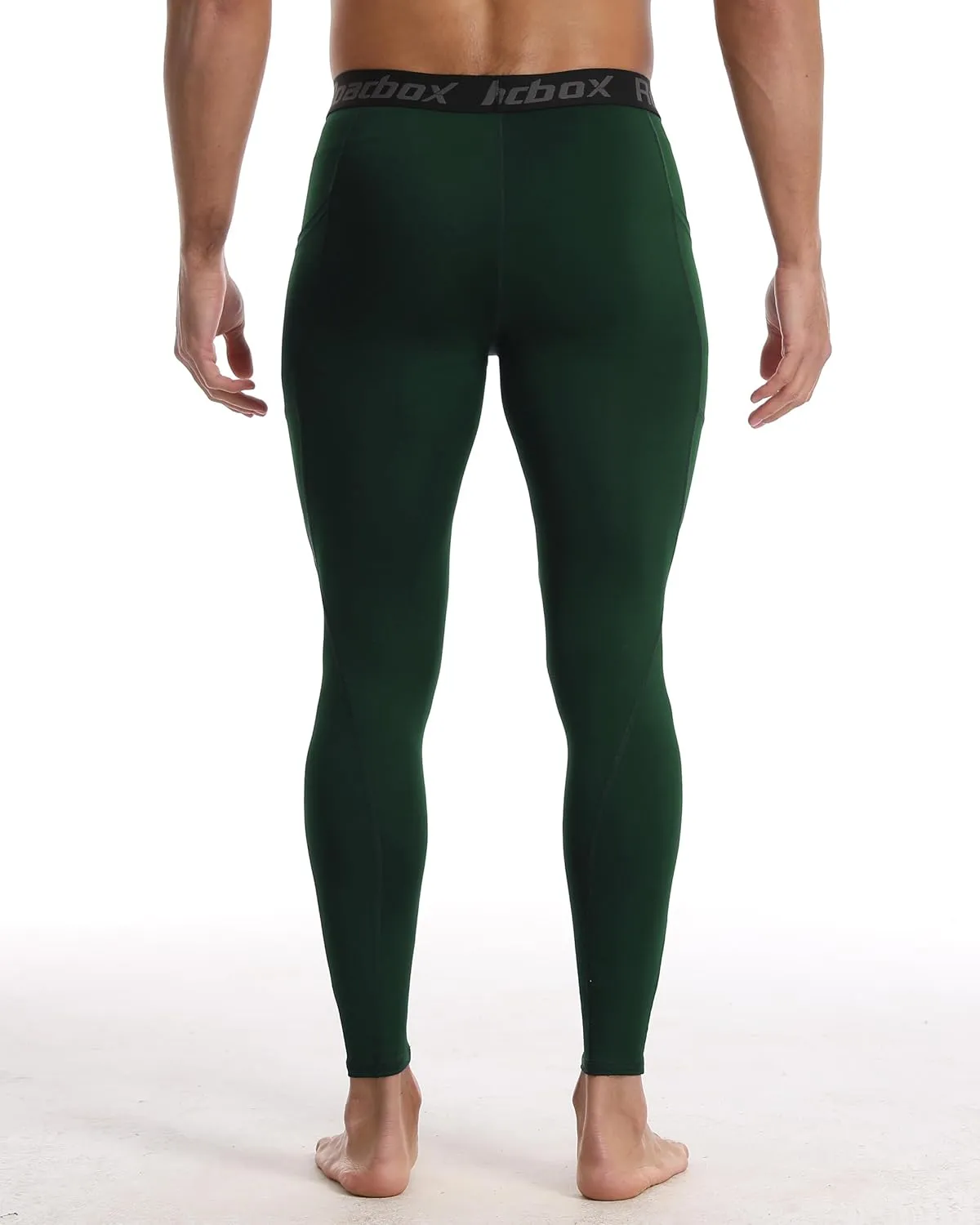 Roadbox 1 or 2 Pack Compression Pants Men, Running Workout Leggings with Pockets, Gym Basketball Athletic Tights Base Layer