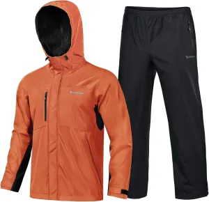 Rodeel Waterproof Fishing Rain Coat and Pant Suit for Men Outdoor Hiking (Rain Gear Jacket & Trouser Suit)