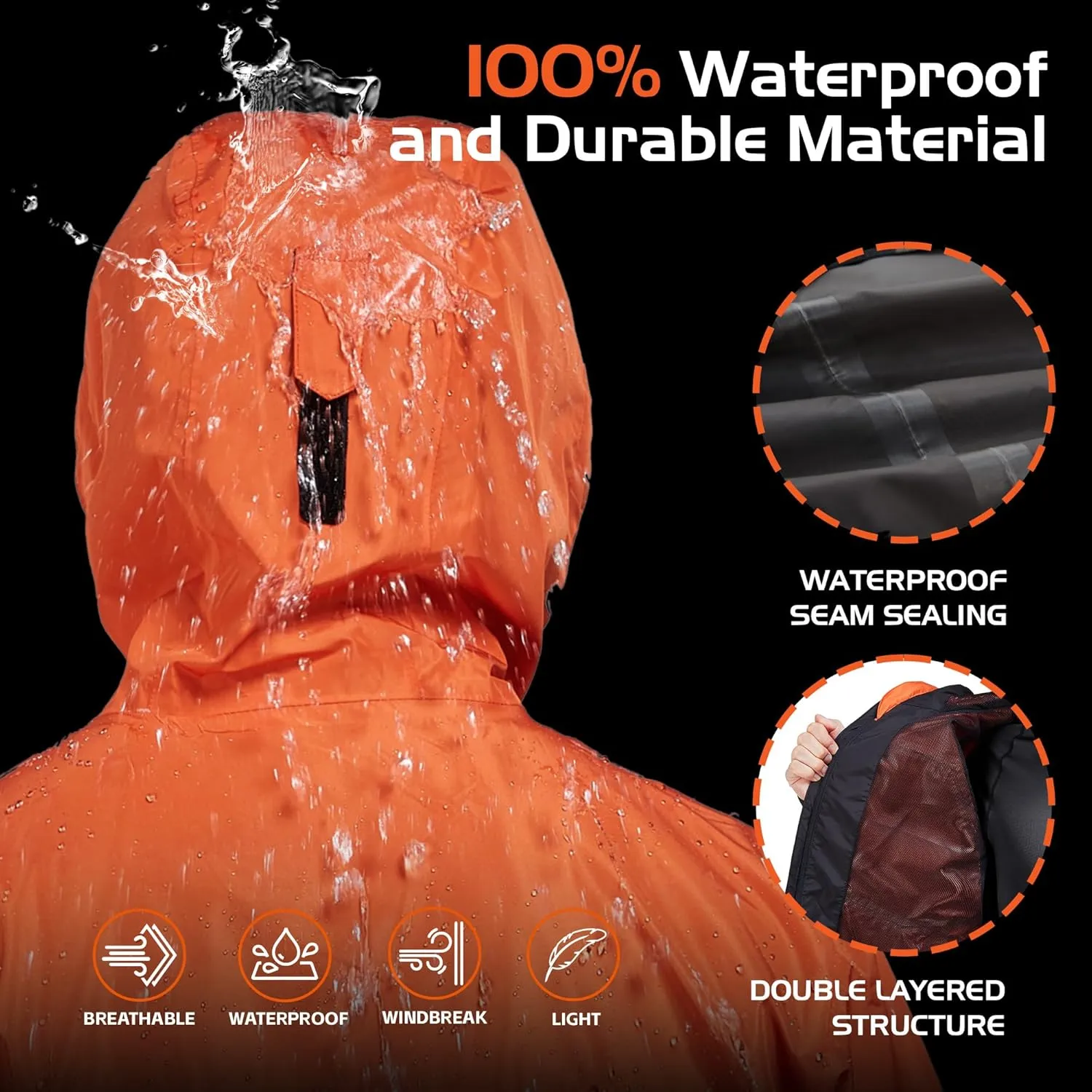 Rodeel Waterproof Fishing Rain Coat and Pant Suit for Men Outdoor Hiking (Rain Gear Jacket & Trouser Suit)