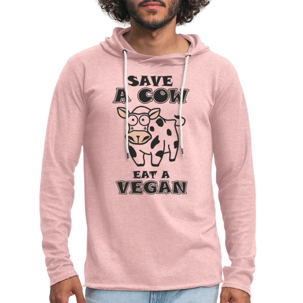Save A Cow Eat A Vegan Lightweight Terry Hoodie