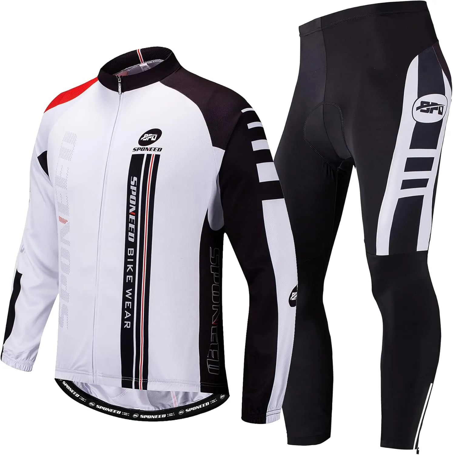 sponeed Cycling Clothes for Men Long Sleeve Mountain Bike Road Bicycle Shirt Jerseys Padded Pants Biking Outfits