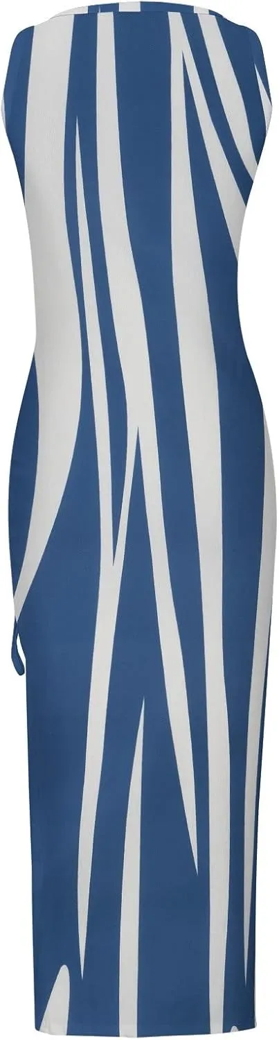 Summer Dresses for Women 2024 Casual Plus Size Beach Boho Floral Maxi Dress Sexy High Slit Sleeveless Tank Print Sundress