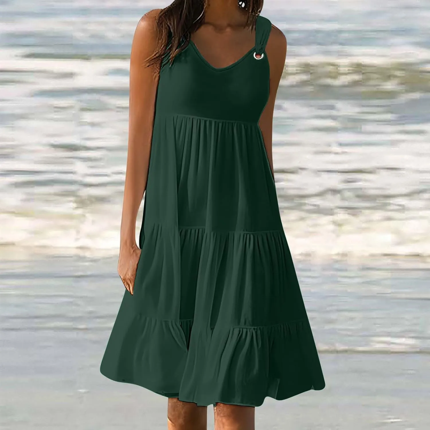 Summer Dresses for Women Vacation 2024 Trendy Beach Sleeveless Sundresses Loose Fit Casual Summer Camisole Dress