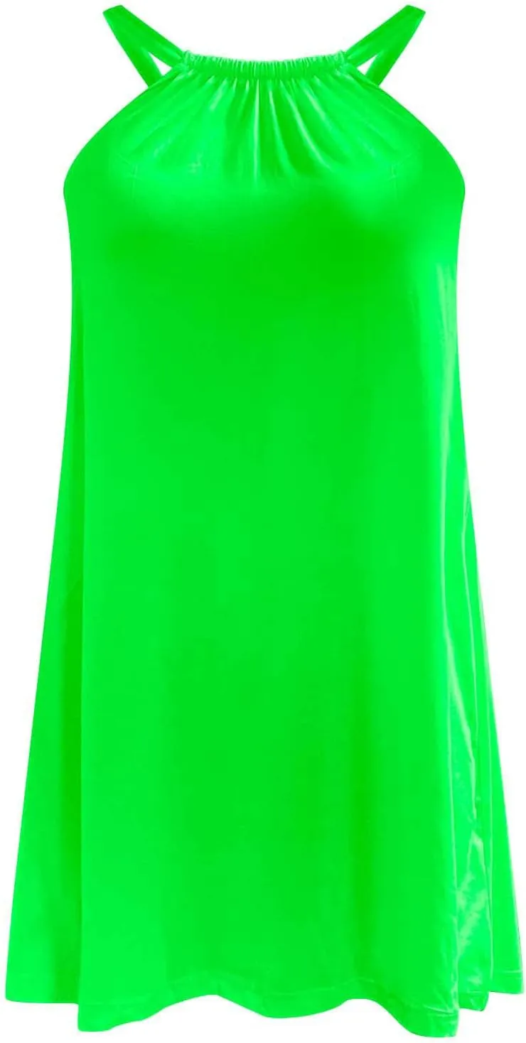 Summer Dresses for Women Vacation Casual Solid Color Loose Fit Beach Sun Dress Trendy Knee Length Flowy Dresses