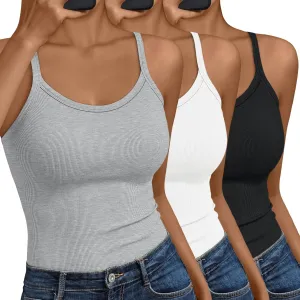 SUNBS Womens 3 Pack Tank Tops Summer Fashion Sleeveless Ribbed Workout Basic Soft Camisole Going Out Gym Spring Clothes 2025